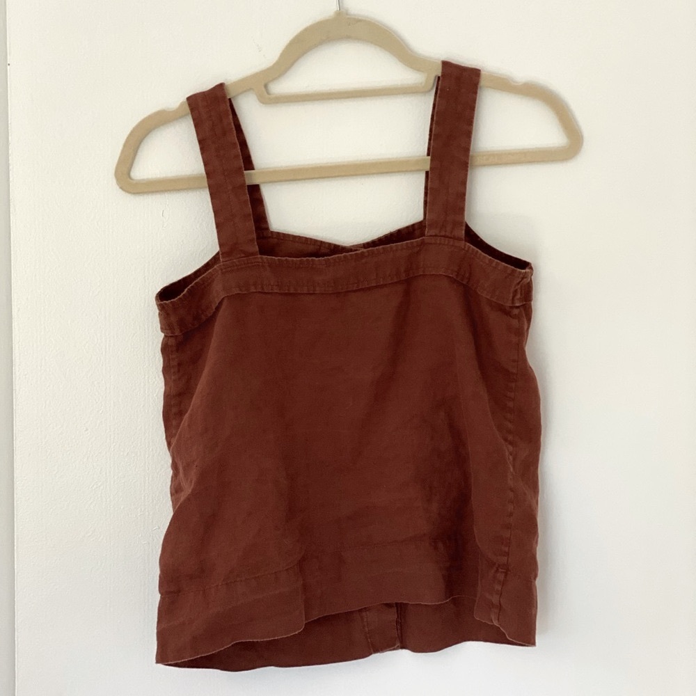 Linen Button Up Tank Top - image 2